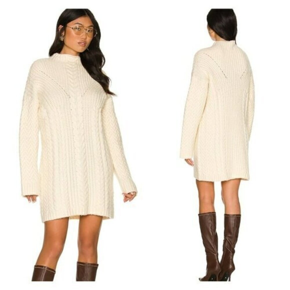 L'Academie Calliope Cable Sweater Dress - Ivory